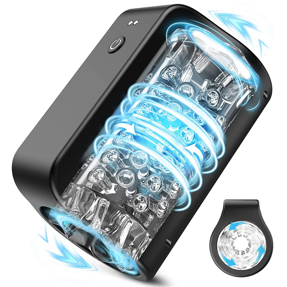 Automatic Rotation Masturbation Cup Double Channel Waterproof_voghion.com