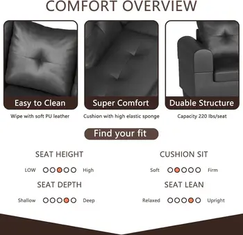 Faux Leather/Linen Fabric Sectional Sofa Couch, Modern L-Shaped Modular Couch Upholstered 3/6 Seaters Living Room Sofa Couch 5