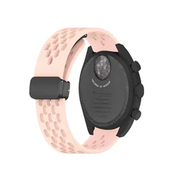 Magnetic Silicone Sport Watchband for MoonSwatch - Enhanced Replacement Bracelet Accessory (Pink)