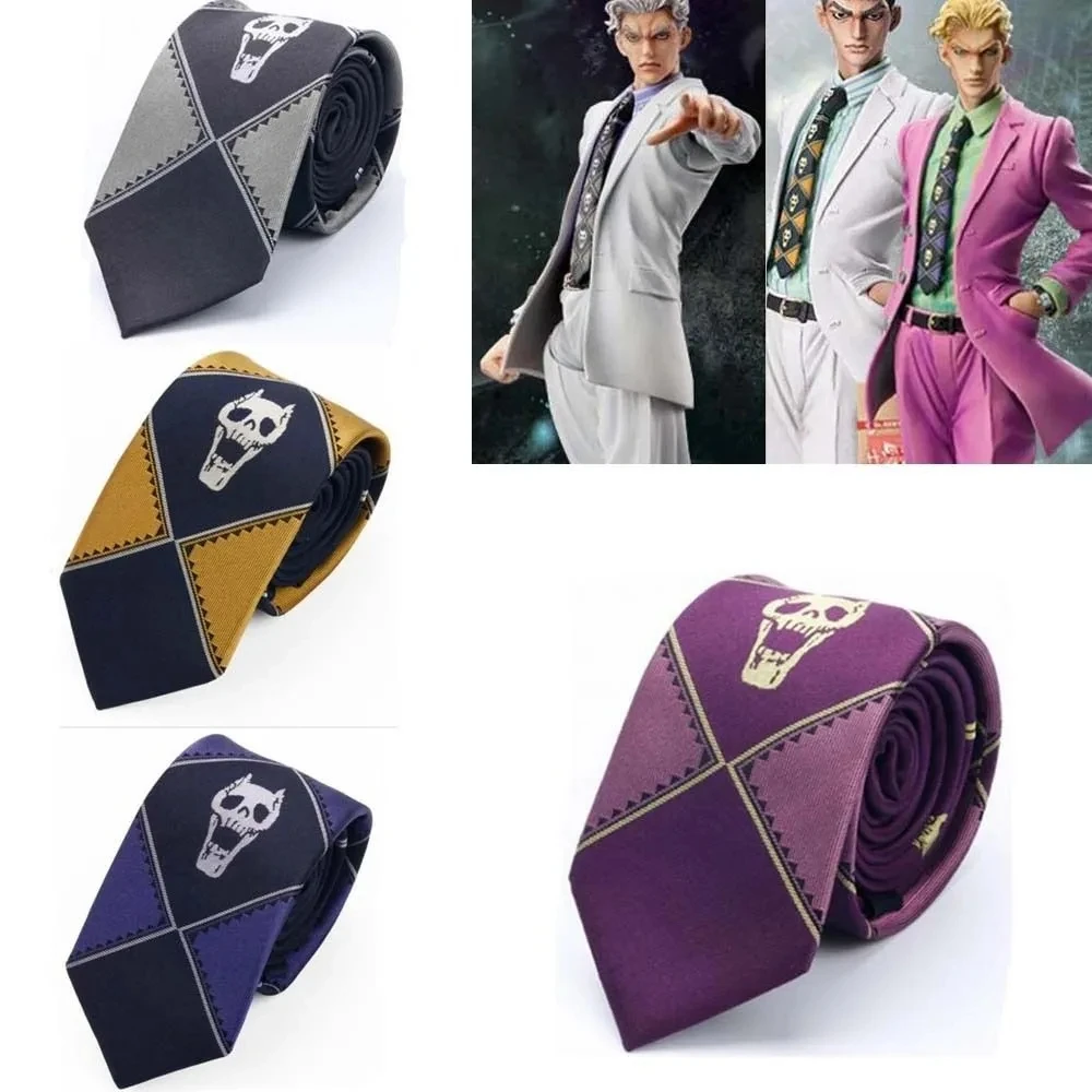 

Brdwn JoJo's Bizarre Adventure Mens Kira Yoshikage KILLER QUEEN Demon Skull Skeleton Jacquard Tie 145cm Necktie Cosplay Prop
