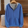 Autumn Winter Thick Hooded Cardigan 100% Merino Wool Knitted Zipper Cardigan Can be worn on both sides for Casual Menswear Tops 6