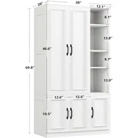 Armoire Wardrobe Closet 70" H,  5 Doors Bedroom Wooden Wardrobe with 4 Storage Shelves and Hanging Rod 2