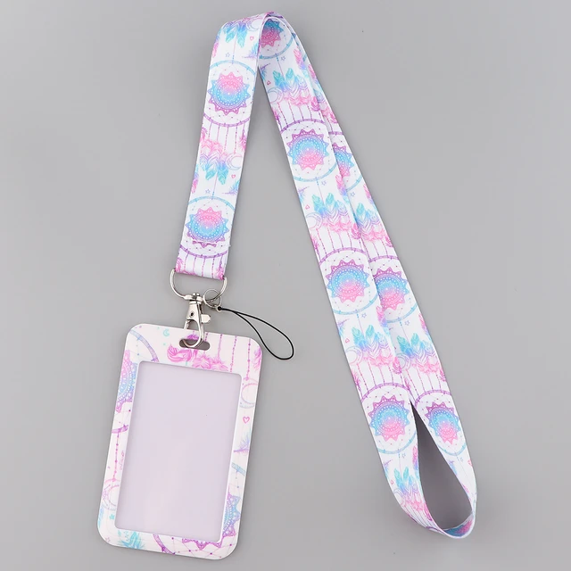 Sangles de téléphone portable avec petites feuilles fraîches, lanière porte-clés,  porte-badge pour carte d