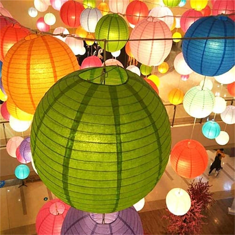 Lot De 6 Lanternes En Papier Rondes Style Chinois/japonais - Diamètre 12 Pouces (30 Cm) - À Suspendre Pour Fêtes, Mariages, Décoration Asiatique