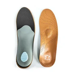 Premium Leather Orthotic Insoles with High Arch Support for Shoe Comfort and Leg Alignment (1pair)