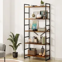 5 Tier Bookshelf for CDs/Movies/Books, Bookcase Storage Organizer, for Bedroom/Living Room/Home Office. Freestanding Bookshelf 1