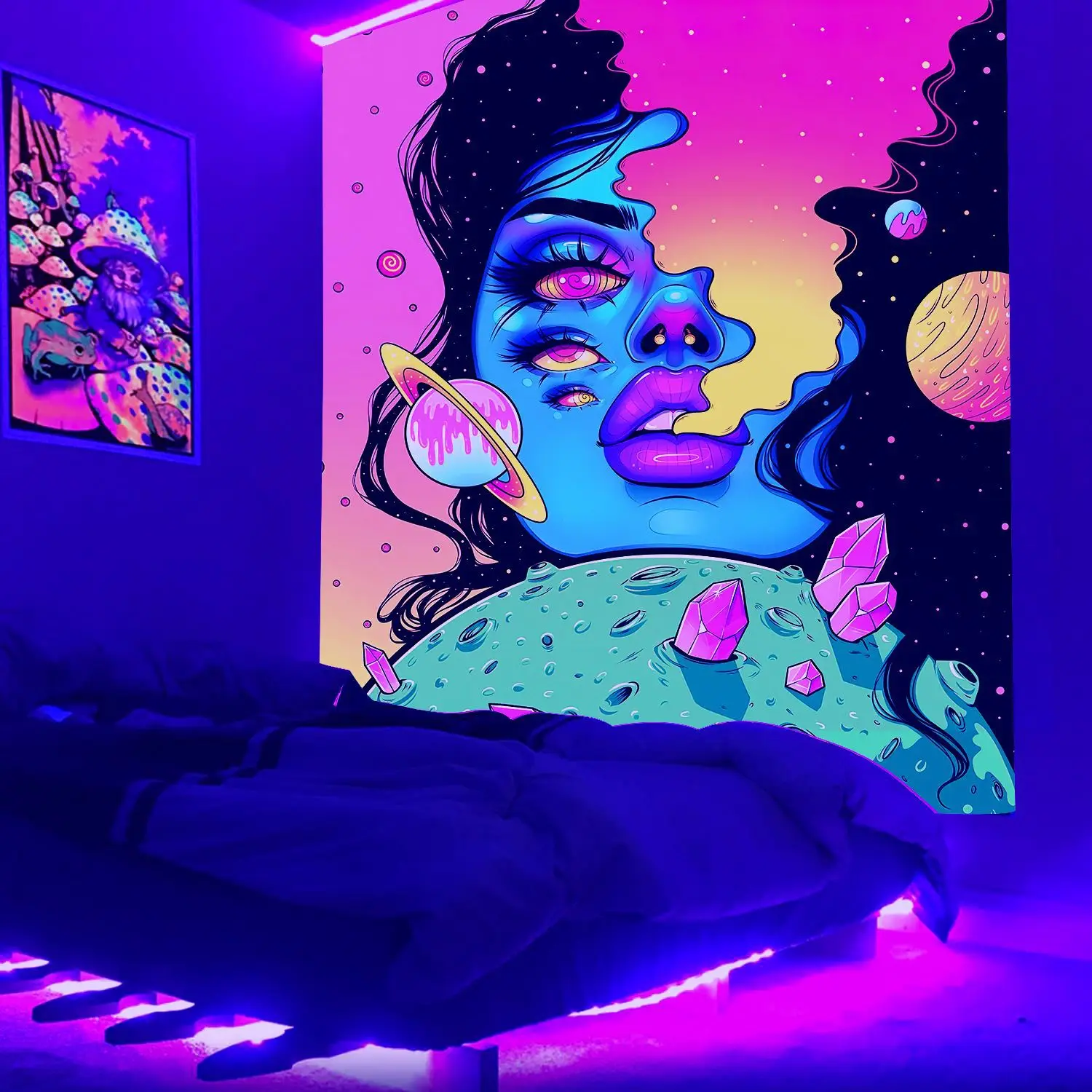 Smoking Girl UV Tapestry y2k Room Decor Bedroom Background Decorative Wall  Blankets - AliExpress
