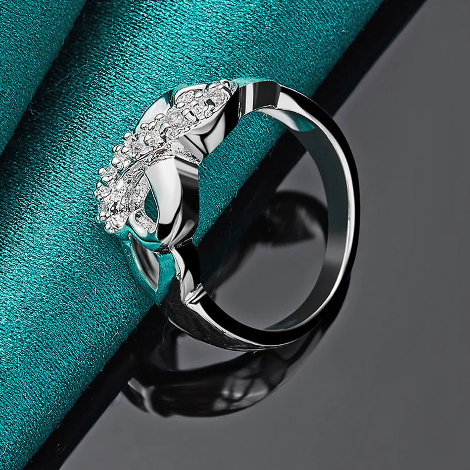 URMYLADY Doppelherz-Zirkon aus 925er Sterlingsilber, 7–10 # Ring für Frauen, Hochzeit, Verlobung, Party, Charm, Modeschmuck – Detail 2