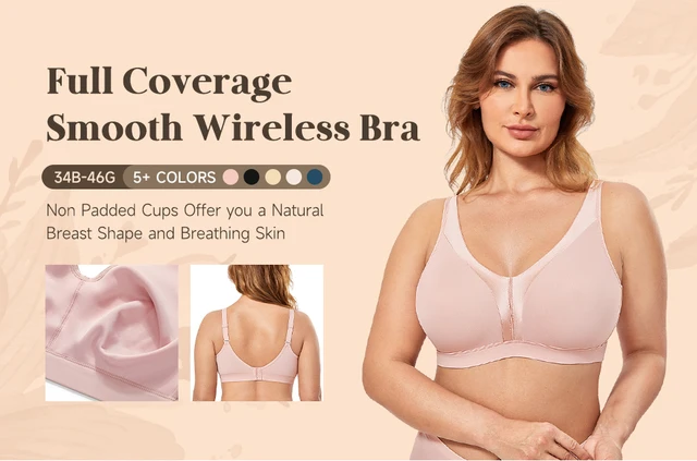 Women's Wireless Bra Plus Size Full Coverage Smooth Unlined Support 34-48 B  C D Dd E F G - Bras - AliExpress