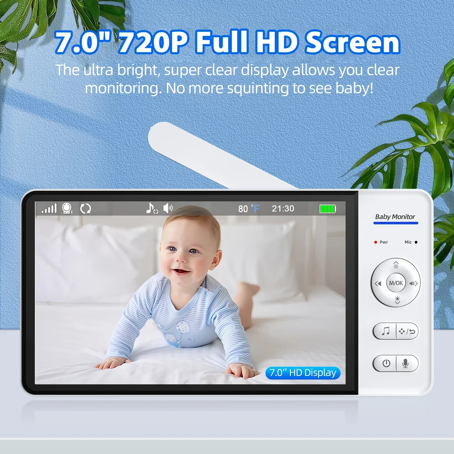 Babyphone 7 Zoll mit Kamera, Akku & Smart-Home Sicherheit