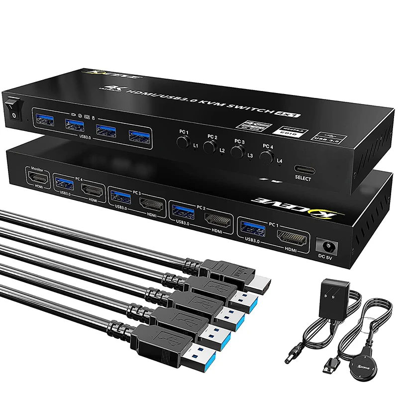 

Multi-function share device USB LAN Splitter Switch game HDMI-compatible Splitter Switch 4K HDMI-compatible/USB3.0 KVM Switch