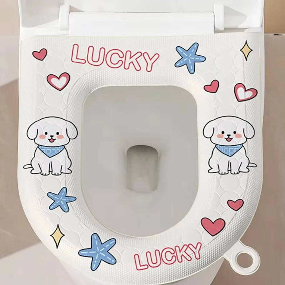 New Cartoon Pattern Toilet Seat Cover Handle U-Shaped Toilet Lid Cushion Reusable Waterproof Pad Mat Accessories
