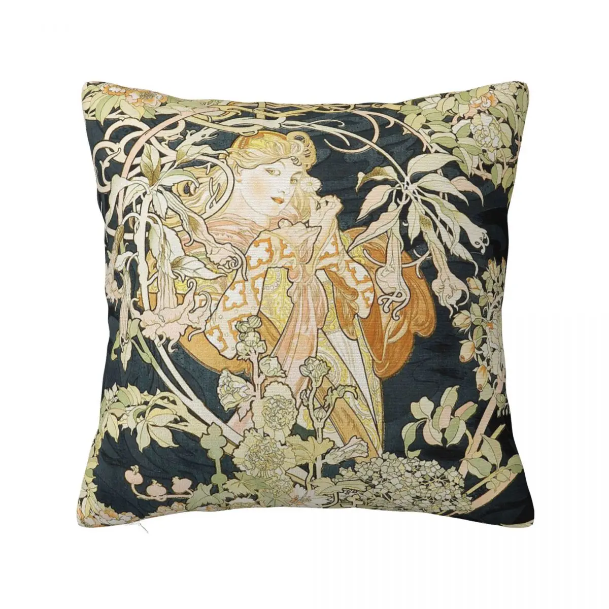 

Alphonse Mucha Floral Art Pillowcase Polyester Cushion Cover Vintage Beautiful Women Pillow Case Cover Home Dropshipping 40X40cm