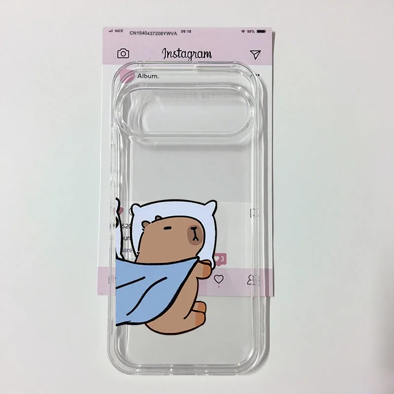 Capybara Couple Cartoon Clear Soft TPU Phone Case with Animal Pattern