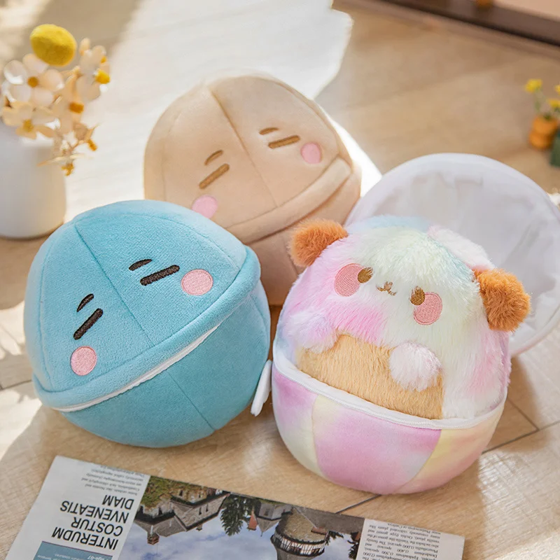 

18cm/7.08in Creative Dog Egg Plush Toy Eggshell Zipper Opening Dog Plush Toy Eggs Turn into Dogs Doll Soft Stuffed Animals Doll