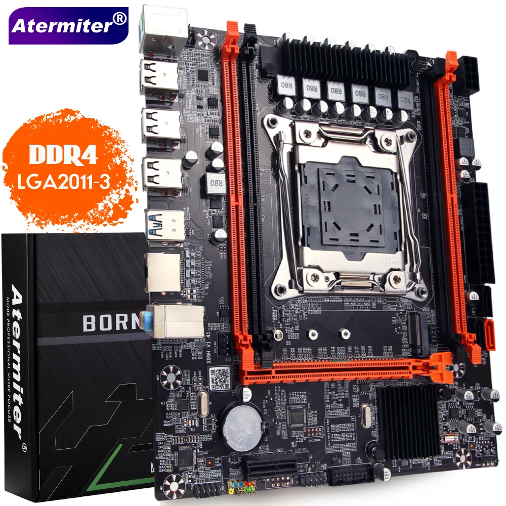 Atermiter X99 D4 Motherboard Slot LGA2011-3 USB3.0 NVME M.2 SSD Support DDR4 REG ECC Memory and Inter Xeon E5 V3 V4 Processor
