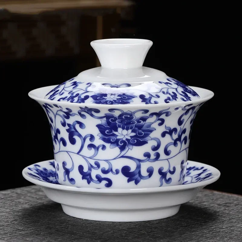 Large Ceramic Gaiwan Handmade Teacup Travel Tea Bowl Chinese Household Teaware Drinkware Personal Cup Tea Ceremony 220ml