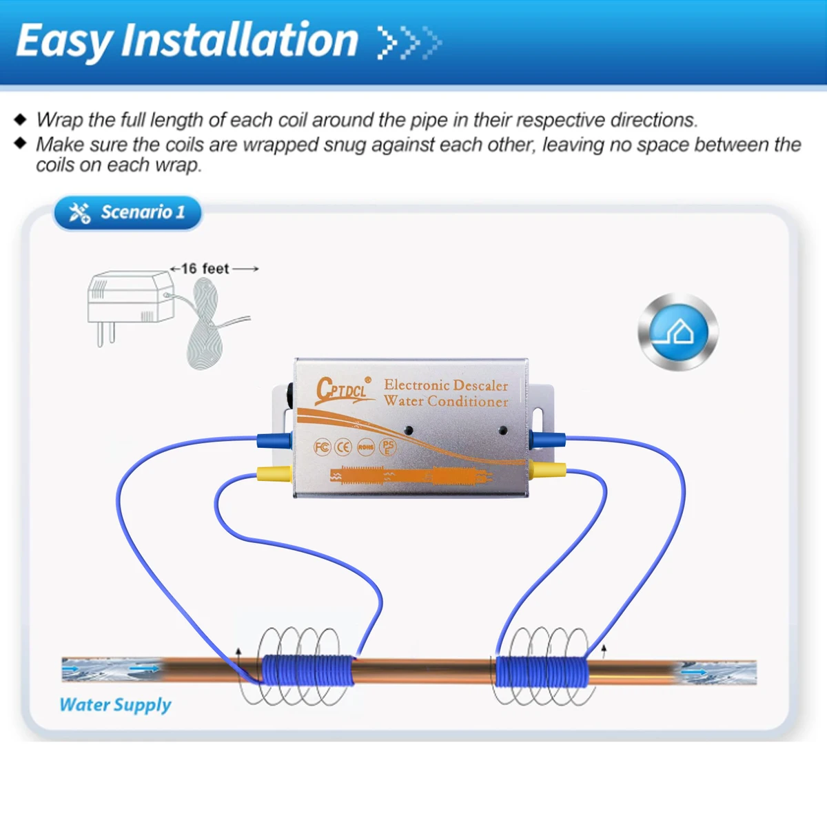 Electronic Water Descaler System Water Descaler, Alternative Electronic Salt-Free Hard Water Conditioner, Alloy Shell — view 5