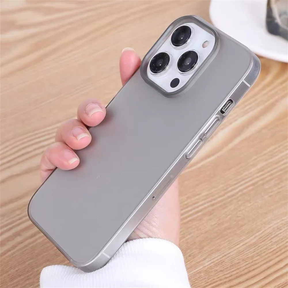 Ultra-Thin Frosted Translucent Shockproof Phone Case with Matte Bumper