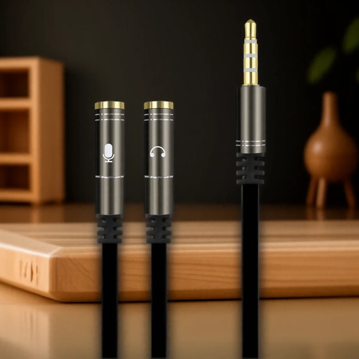 Universal 3.5mm Audio Y Splitter Cable for Dual Headphone and Microphone Use