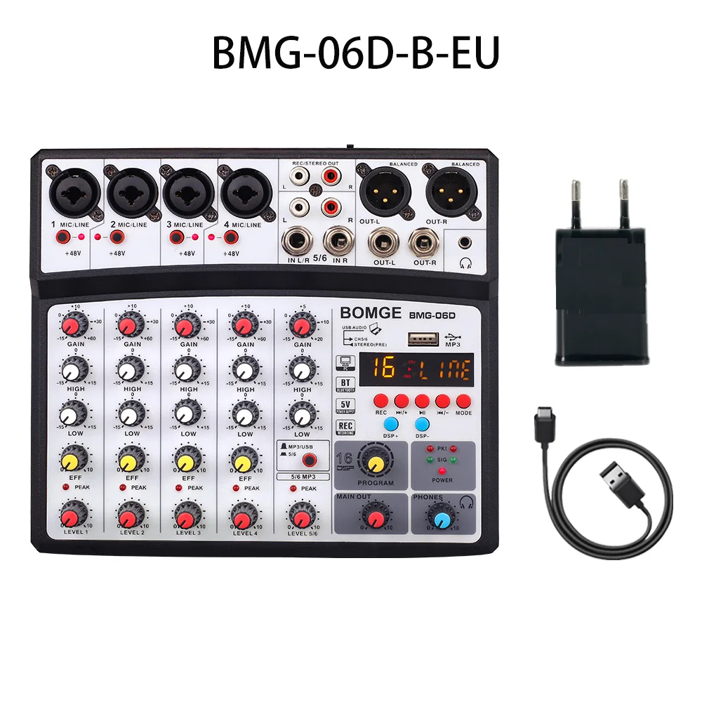 BOMGE Wireless 6 Channel Audio Mixer Portable Mixing Console