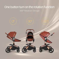 Poussette bébé 3 en 1, landau bidirectionnel de paysage haut, en cuir PU, pliable, absorbant les chocs, coquille d'œuf, 2 en 1 4