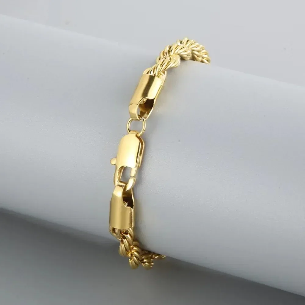 925 Sterling Silver 4MM 20cm Chain Bracelets For Men Women