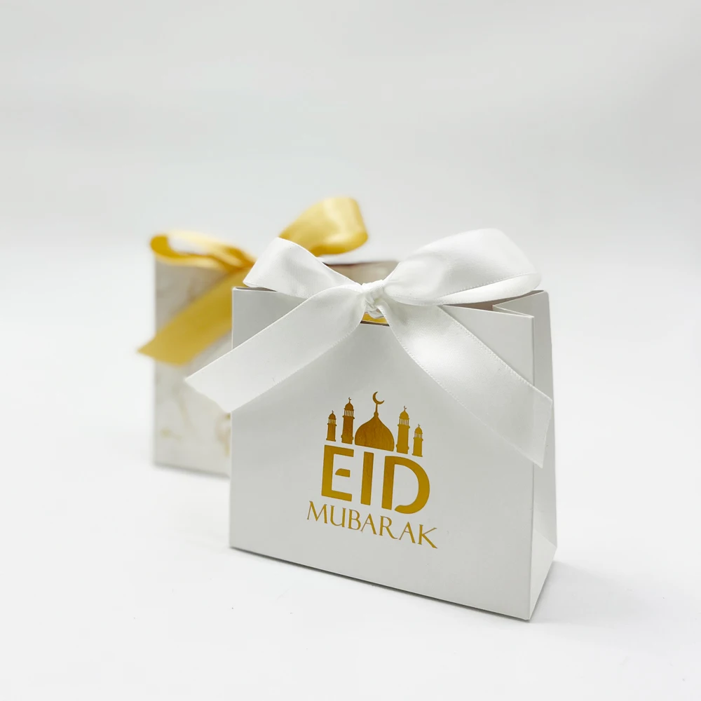 Eid Mubarak Weiß Candy Tasche Eid Al Adha Kirche Geschenk Taschen  Islamischen Muslimischen Partei Marmor Decor Box für Hause Papier festival  Lieferungen - AliExpress