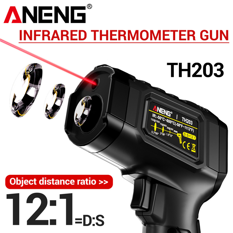ANENG TH203 Thermoscope Infrared Thermometer 12:1 Meter Tester VA Reverse Color Test Hygrometer Industrial Pyrometer Tools