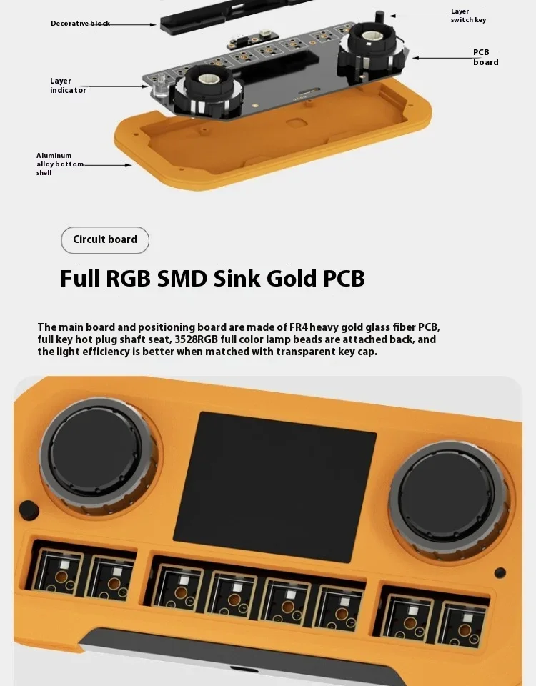 DOIO KB08-01 알루미늄 합금 터치패드 기계식 키보드, 스마트 컨트롤, 휴대용 키마우스, 통합 맞춤형 미니 키보드