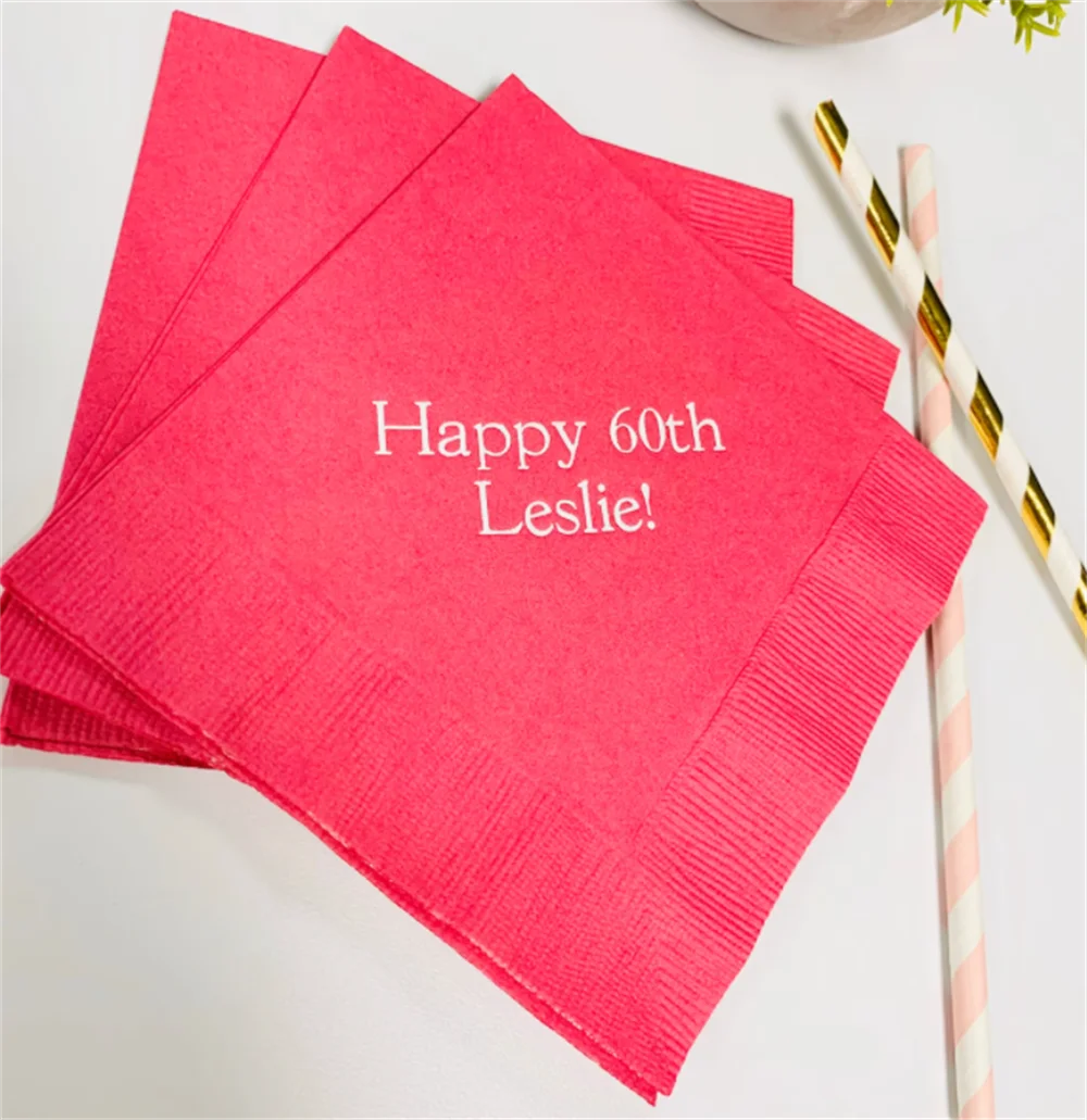 

50PCS Personalized Napkins Printed Personalized Cocktail Beverage Paper Birthday Party Monogram Custom Luncheon Avail!