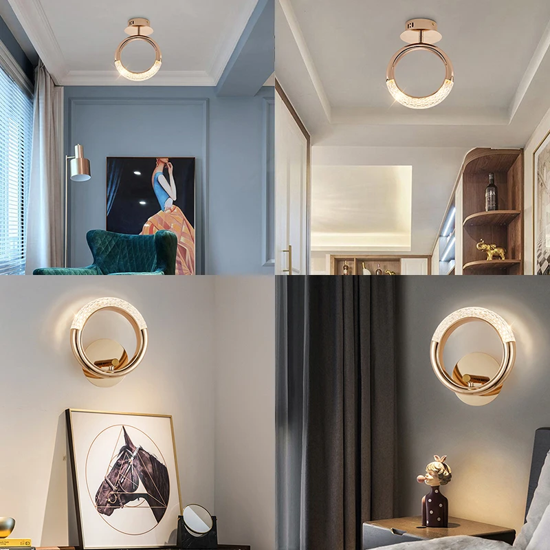 Moderna Lampada Parete Cristallo Oro, E14 Applique Da Parete Interno, Lampada Da Parete Per Camera Da Letto Soggiorno Sala Da Pranzo Corridoio Illuminazione (Gold-A