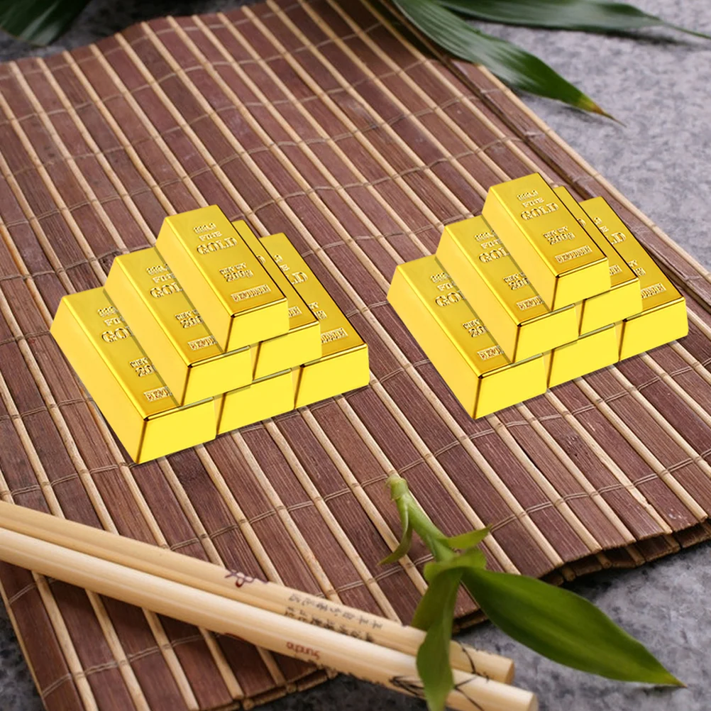 

6 Pcs Artificial Gold Bars Props Fake Gold Bricks Simulation Plastic Gold Bar