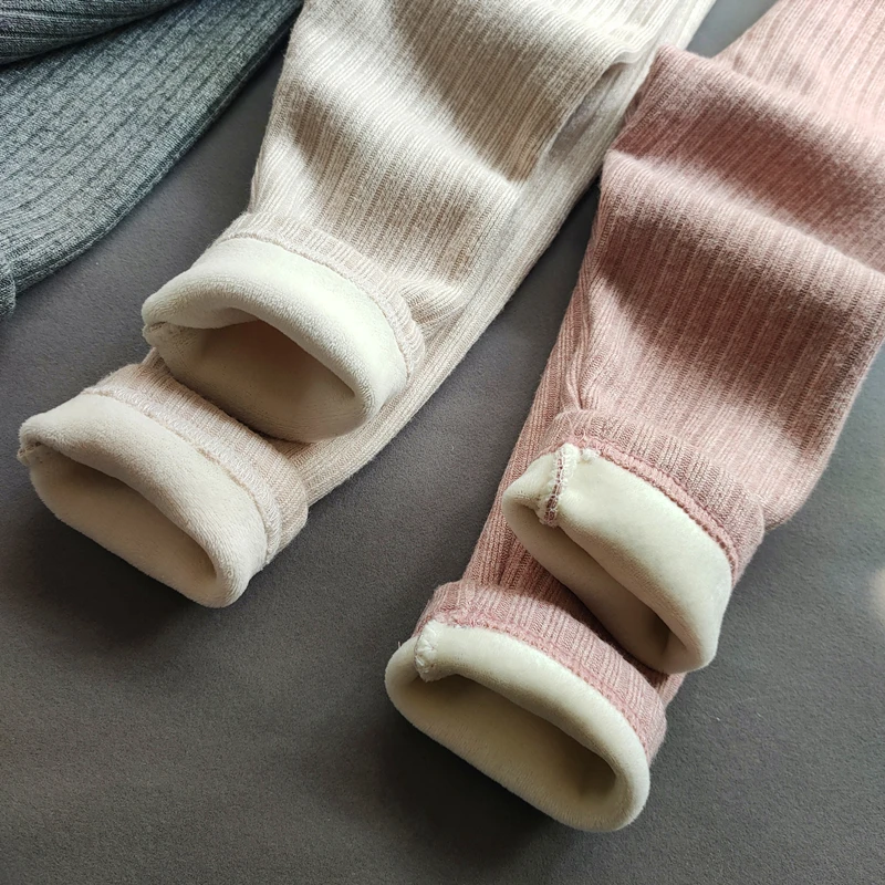 Winter Baby Girls Pants Thicken Warm Fleece Pants for Girls Leggings Children's Elasticity Slim Stripe Trousers girl leggings fleece pants girl skirt trousers kids tights kids middle pants
