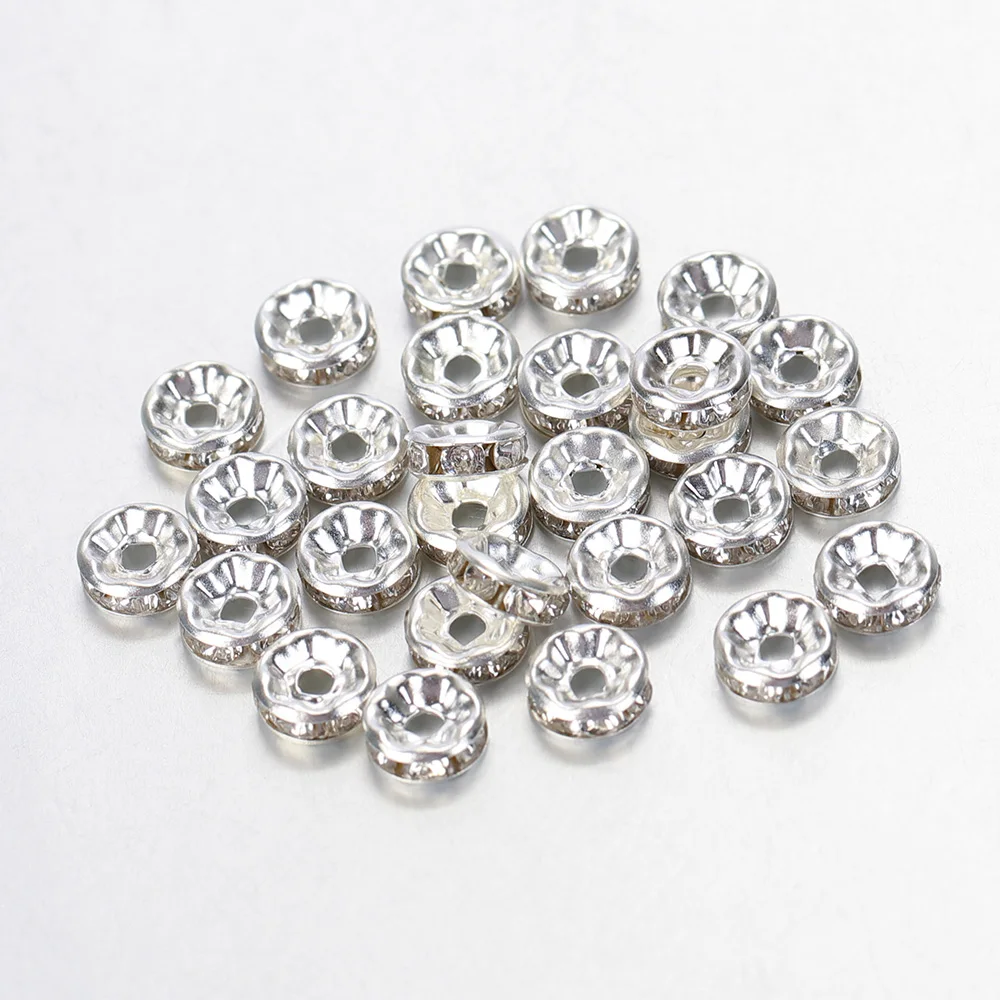 100 Pezzi Distanziatore Rondelle Con Strass Cristallo -AB