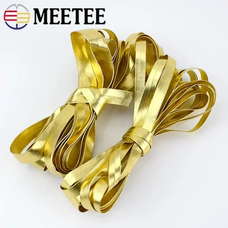 5M 5-30mm Width Synthetic PU Leather Ribbon Gold Silver Bag Cords DIY Clothing Jewelry Decor Bows Band Necklace Material
