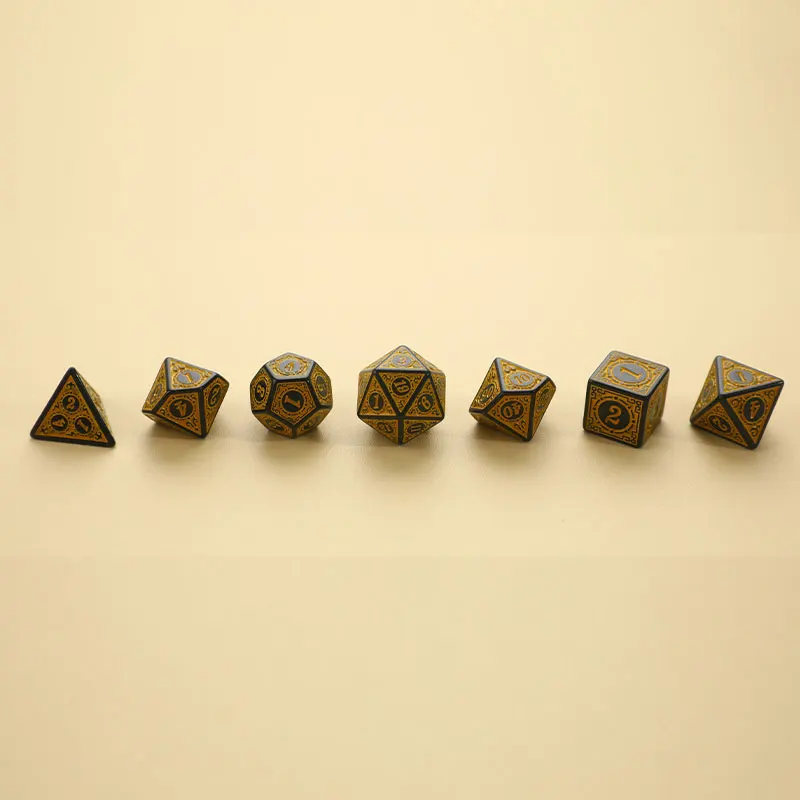 DND RPG 테이블 게임용 다각형 주사위 세트, 조각 패턴 주사위 세트, 색상 번호