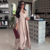 Ensemble 2 pièces musulman pour femmes, manteau long, coupe-vent, pantalon large trempé, Ramadan, Maroc, Dubaï, Islam, tenues arabes décontractées 2