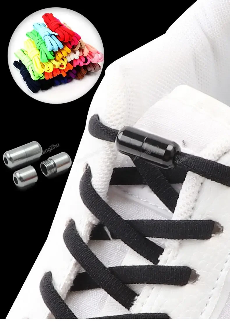 Elastische Schnürsenkel ohne Krawatte Halbkreis Schnürsenkel für Kinder und Erwachsene Turnschuhe Schnürsenkel schnell faul Metall Schnürsenkel Schnürsenkel – Detail 1