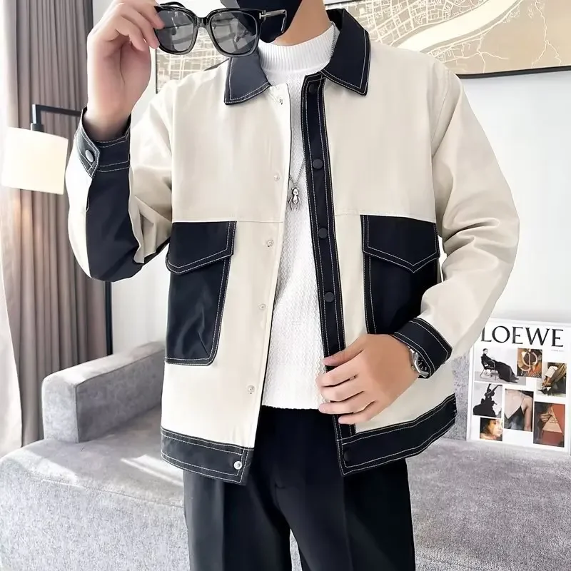 봄철 커플 루즈핏 다용도 홍콩 스타일 가디건 재킷 컬러 블록 캐주얼 일본 트렌디 브랜드 볼파크 재킷 F