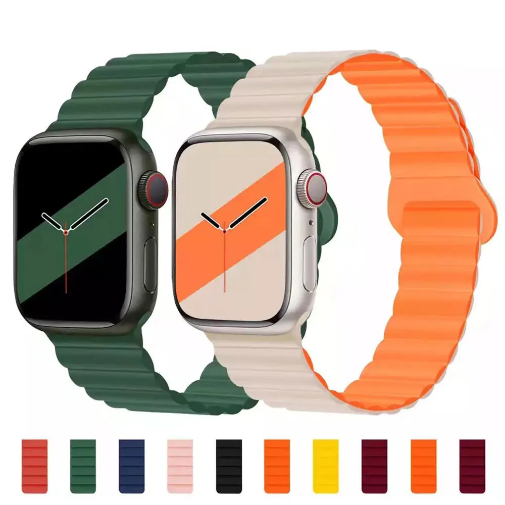 

Magnetic strap For Apple watch band 44mm 40mm 45mm 41mm 38mm 42mm 49 mm Silicone watchband Bracelet iWatch serie 3 5 4 SE 6 7