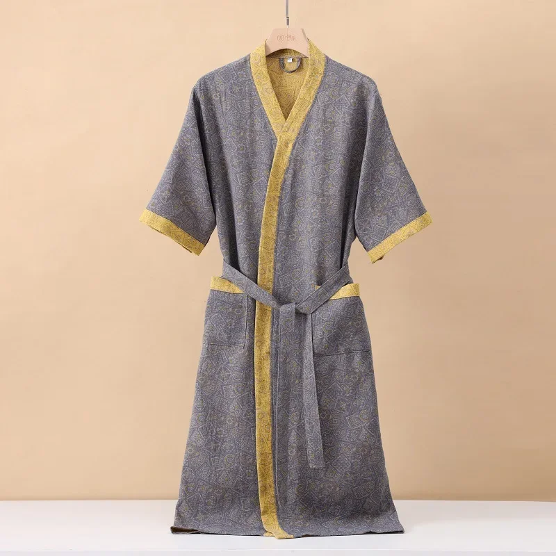 Women Sleepwear Sleepwear Pajamas Cotton Bathrobe for Spring and Summer Thin Home Wear Absorbent Quick Drying