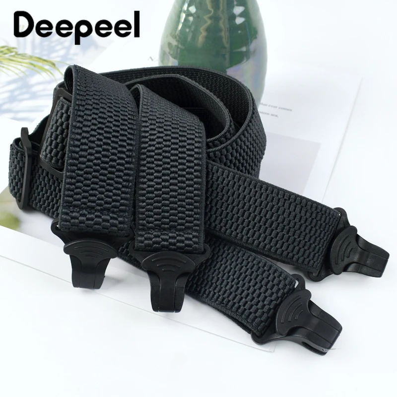 3.5*120cm Adult Men's Suspender X-Type Elastic Braces 4 Clips Plastic Buckles Strap Harness Work Accessories