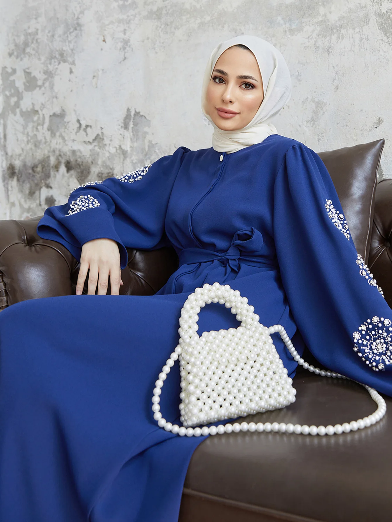 

Ramadan Eid Beading Luxury Abaya Dubai Islam Muslim Kaftan Modest Dress Prayer Clothes For Women Kebaya Robe Musulmane Femme