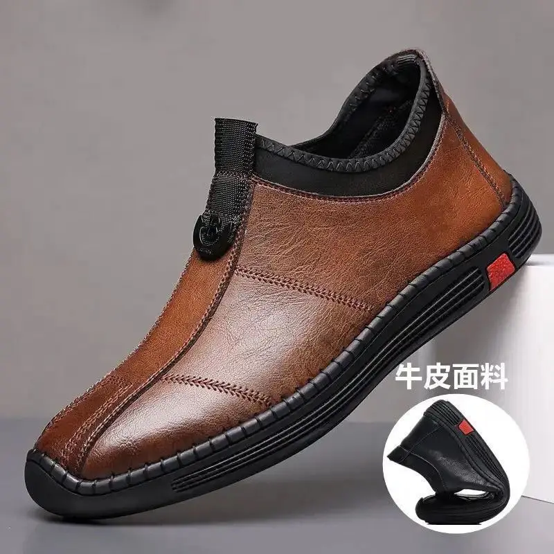 

Men's Leather Shoes Korean Trend Comfortable Loafer British Fashion Men High Top Sneakers New Moccasins Zapatos De Hombre