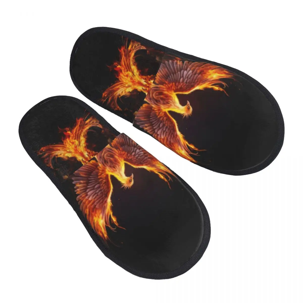 

Home Slippers Indoor Bedroom Slipper Burning Bird Phoenix Flip Flops Autumn Winter Furry Plush Shoes