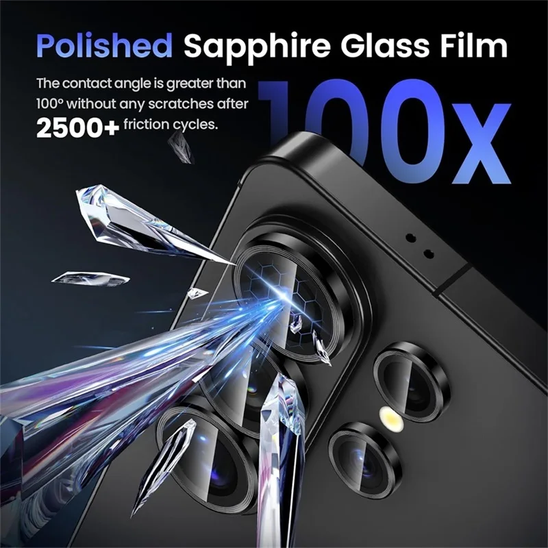 Enhanced Camera Glass Protector with Metal Ring for 8K HDR Rear Lens Cover