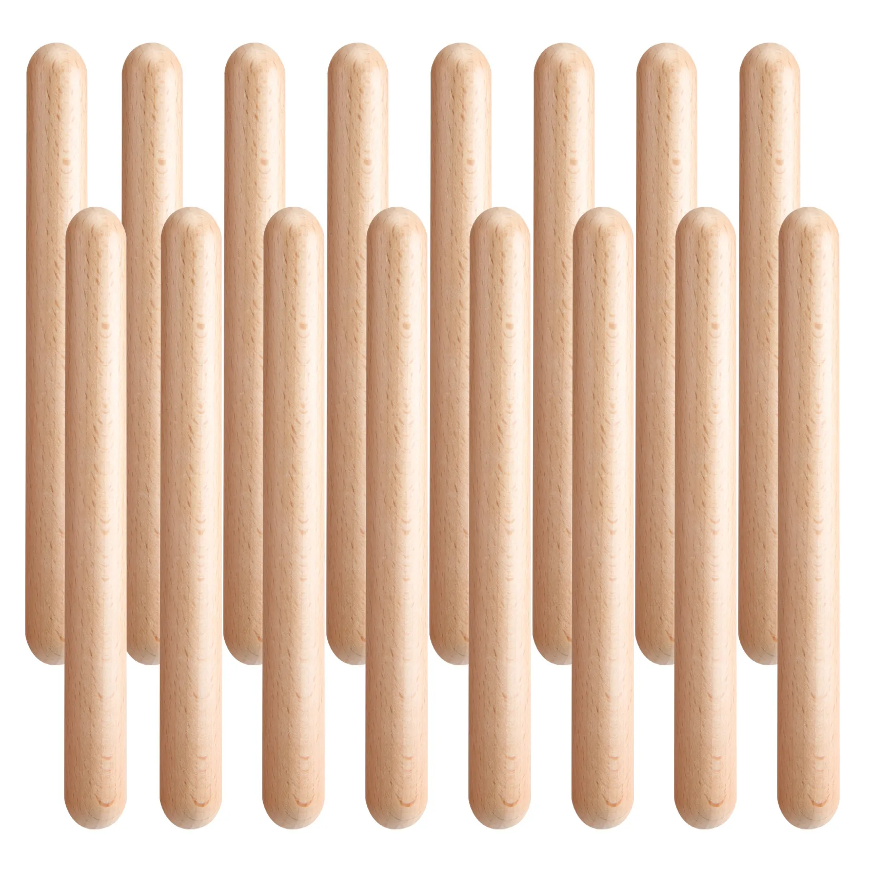 B48B-8 Pairs Classical Wood Claves Musical Percussion Instrument Natural Hardwood Rhythm Sticks Percussion Rhythm Sticks