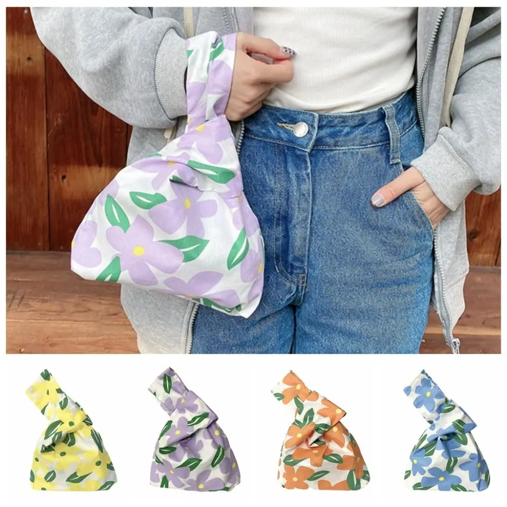 

Floral Print Flower Knot Wrist Bag Vest Shape Large Capacity Korean Style Handbag Mommy Bag Storage Bags Small Flower Tote Bag