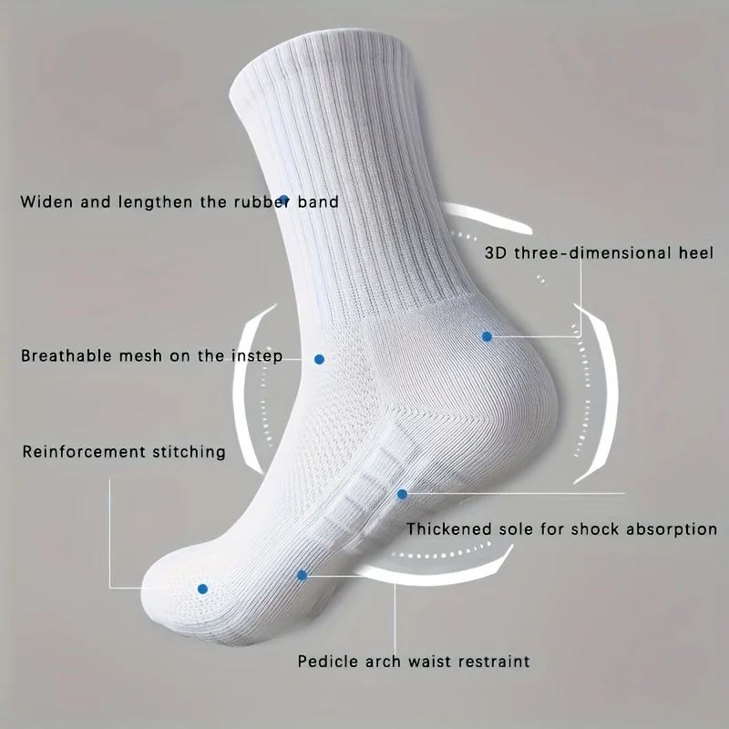5Pairs Sport Socks Thickened Bottom Sweat Absorb Breathable Cycling Running Socks Men Shock Proof Anti-Skid Basketball Socks